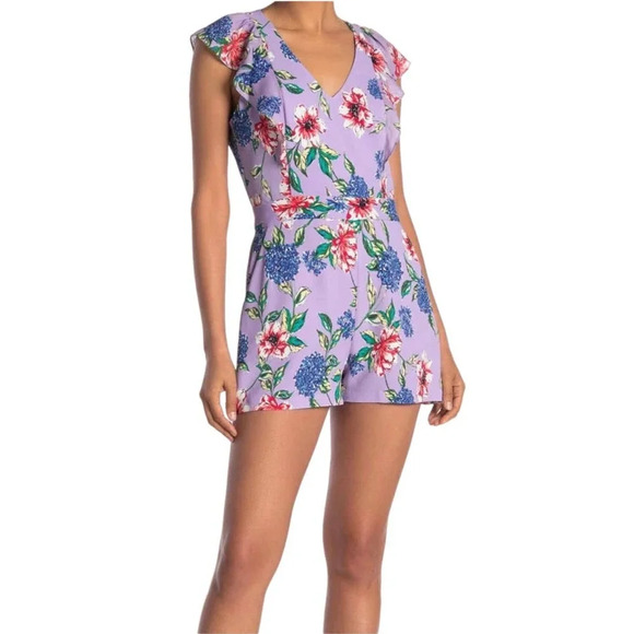 Parker Women's Ana Floral Print Purple Romper In Lais Fleur Size 2 Small - Picture 1 of 6